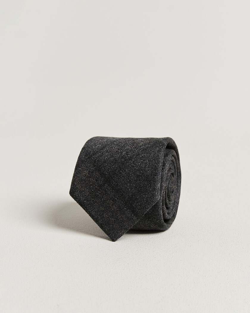 Amanda Christensen Wool Checked 8cm Tie Dark Grey – Grau