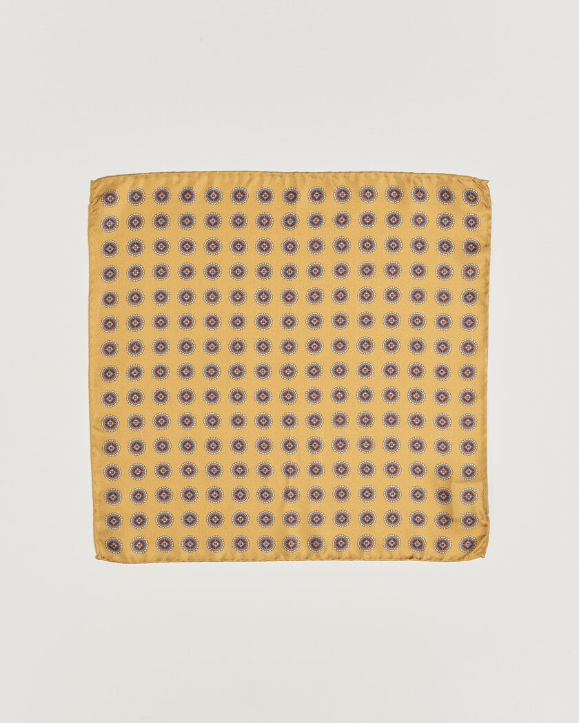 Amanda Christensen Silk Twill Medallion Pocket Square Yellow – Gelb