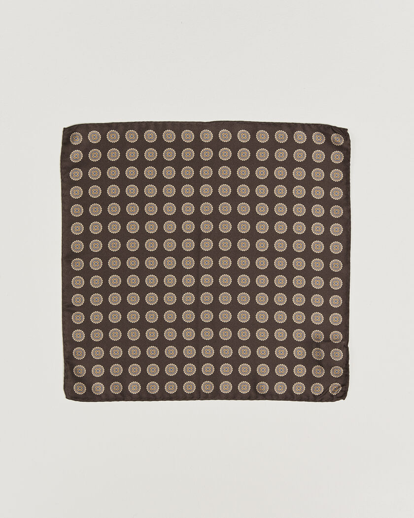 Amanda Christensen Silk Twill Medallion Pocket Square Brown – Braun
