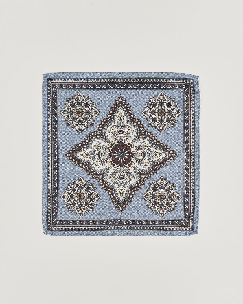 Amanda Christensen Silk Schappe Doublefaced Pocket Square Blue – Blau