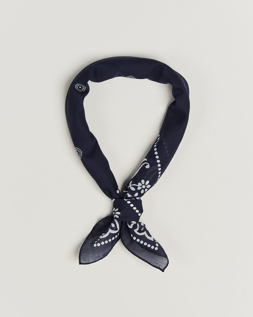 Amanda Christensen Cotton Voile Printed Flower Bandana Navy – Blau