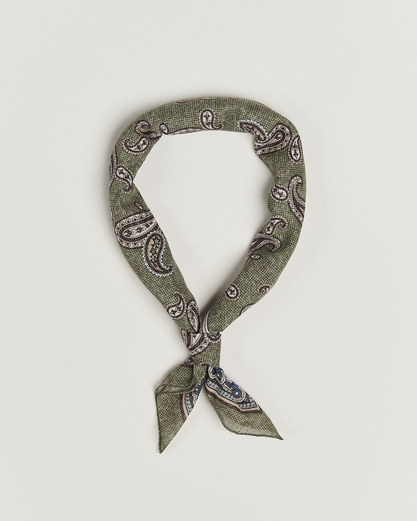 Amanda Christensen Cotton Voile Printed Paisley Bandana Green – Grün