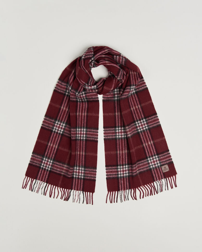 Amanda Christensen Wool Check Scarf Bordeaux – Rot
