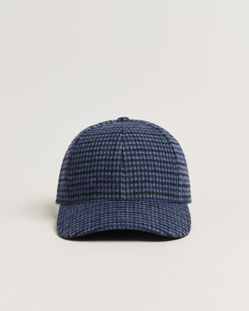 Varsity Headwear Mohair Wool Checked Baseball Cap Navy – Blau