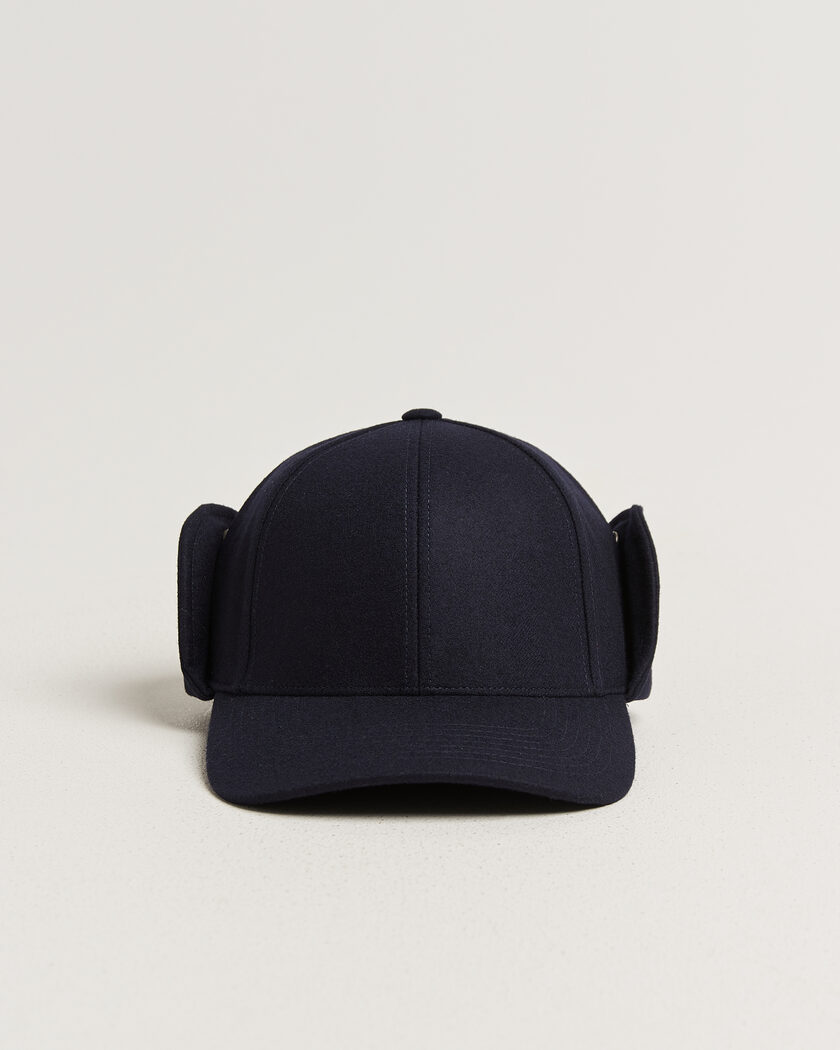Varsity Headwear Merino Wool Earflap Baseball Cap Dark Navy – Blau