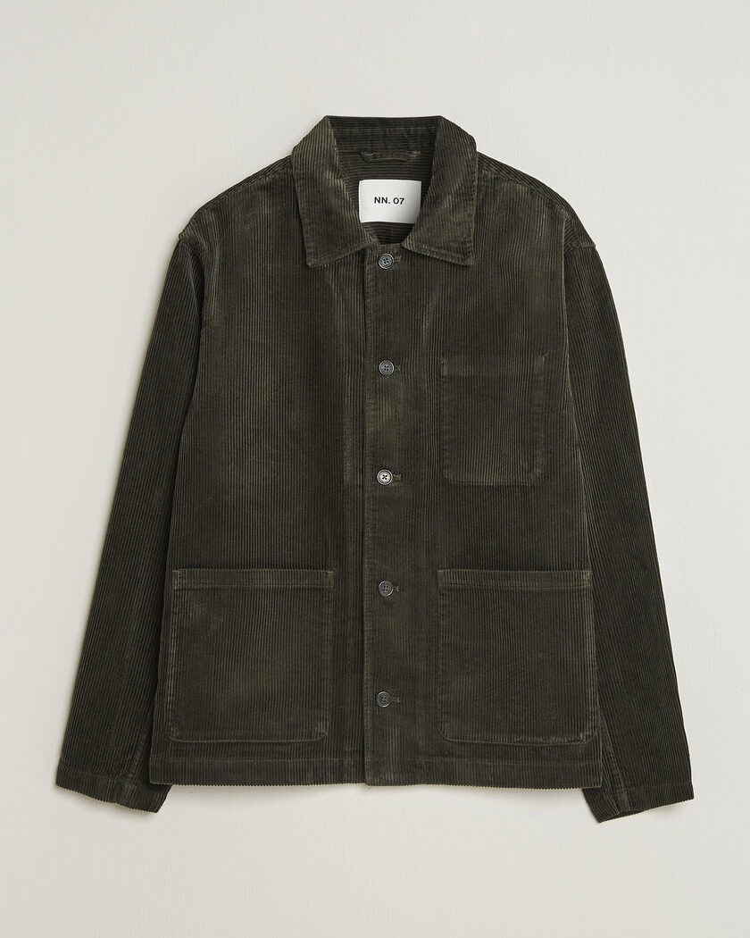 NN07 Morgan Corduroy Overshirt Dark Army – Grün