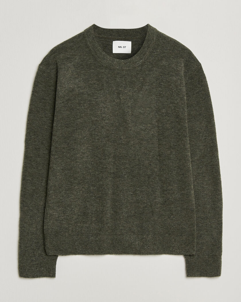 NN07 Gavin Brushed Wool Knitted Sweater Dark Army – Grün