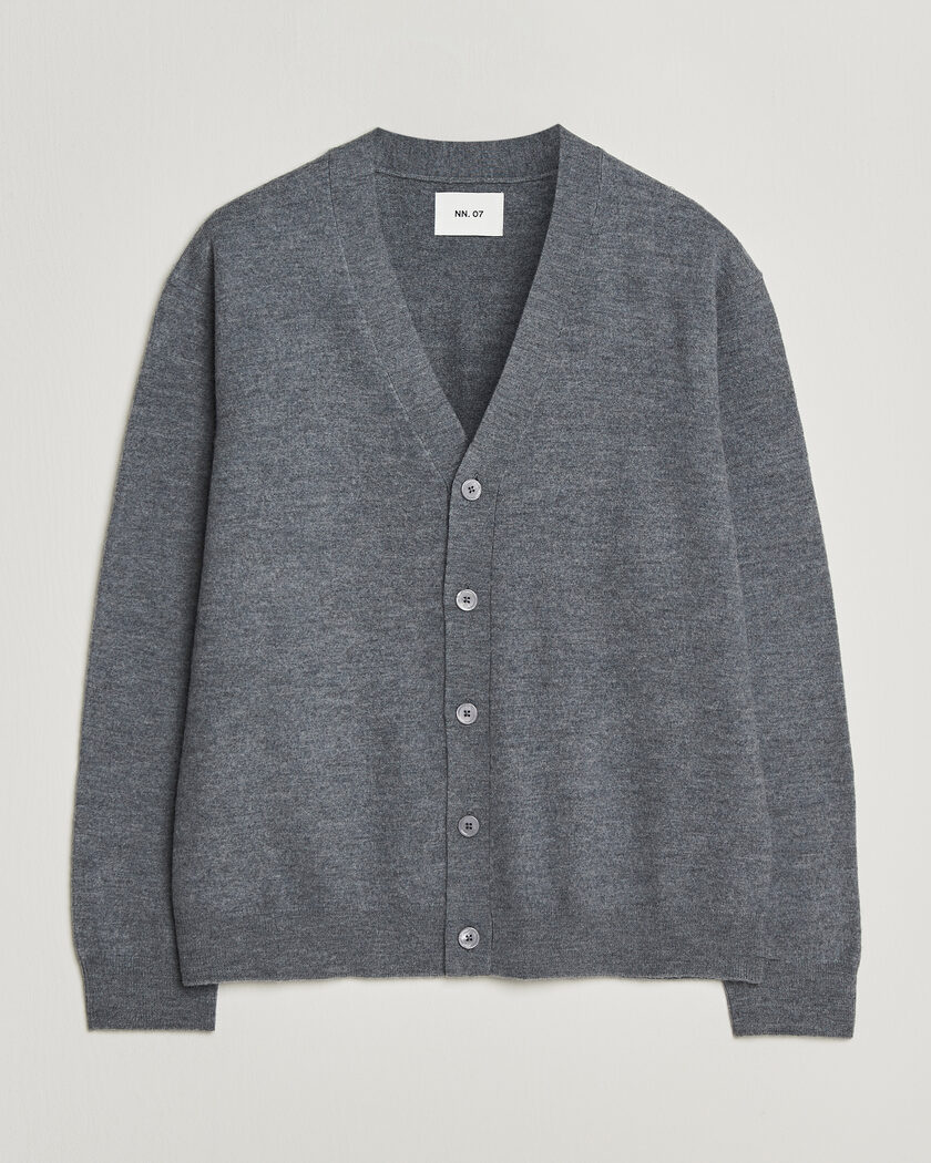 NN07 Jasper Wool Knitted Cardigan Grey Melange – Grau