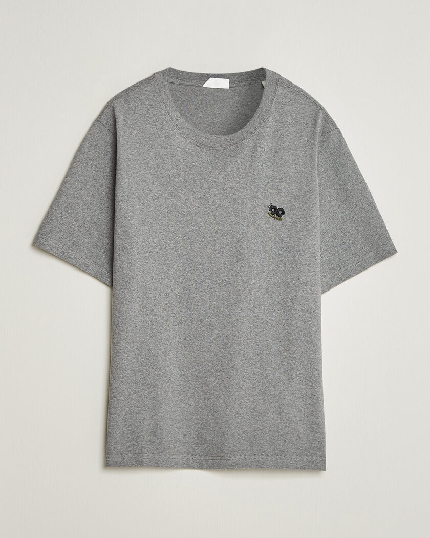 NN07 Jett Embroidered Crew Neck T-Shirt Grey Melange – Grau
