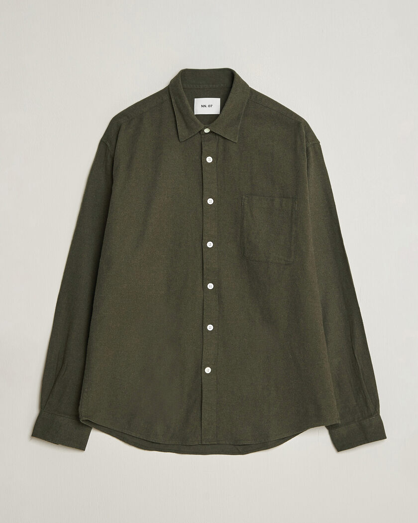 NN07 Dino Brushed Flannel Shirt Dark Army – Grün