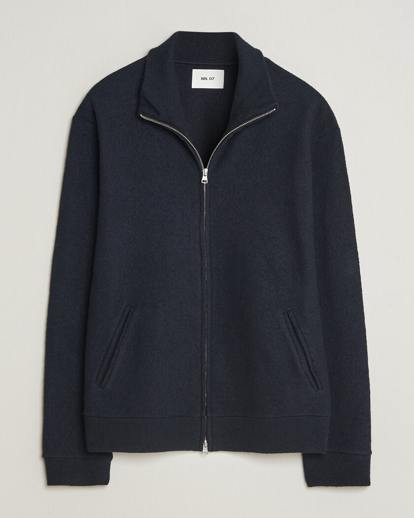 NN07 Soft Boiled Wool Full Zip Navy Blue – Blau
