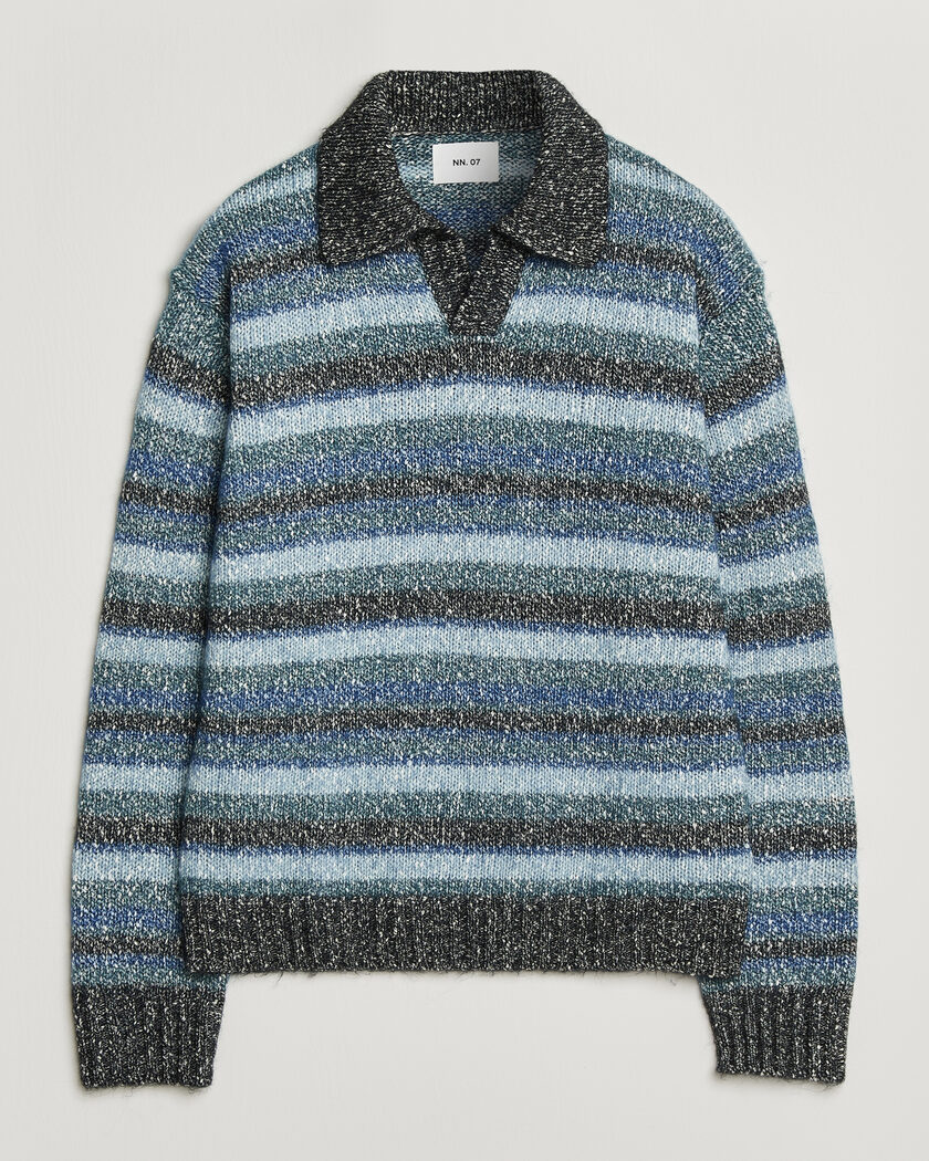 NN07 Erling Striped Knitted Polo Navy Multi – Mehrfarbig