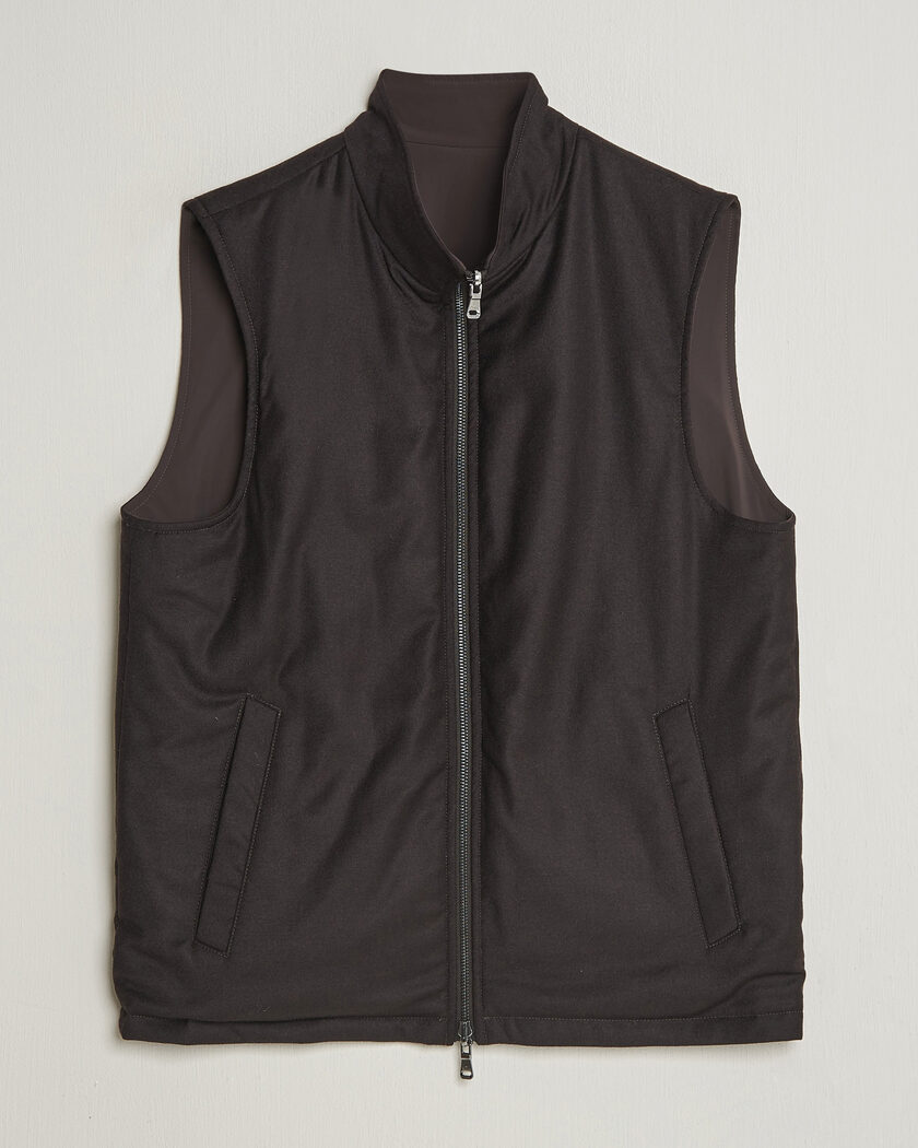 Oscar Jacobson Nylon/Wool Reversible Vest Brown – Braun