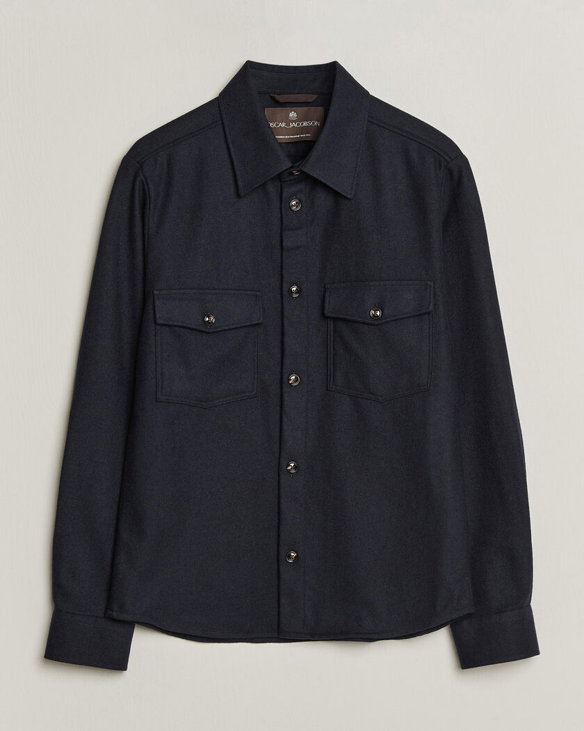 Oscar Jacobson Magnus Wool Shirt Jacket Navy – Blau