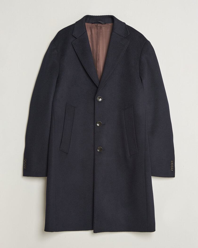 Oscar Jacobson Single Breasted Wool Coat Navy – Blau