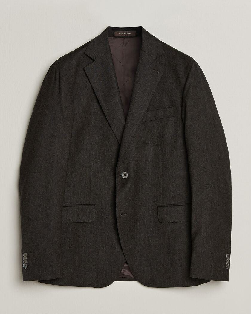 Oscar Jacobson Fogerty Wool Flannel Blazer Brown – Braun