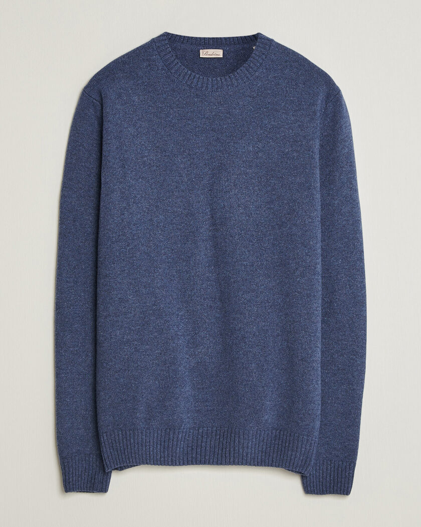 Stenströms Brushed Merino Crew Neck Blue – Blau