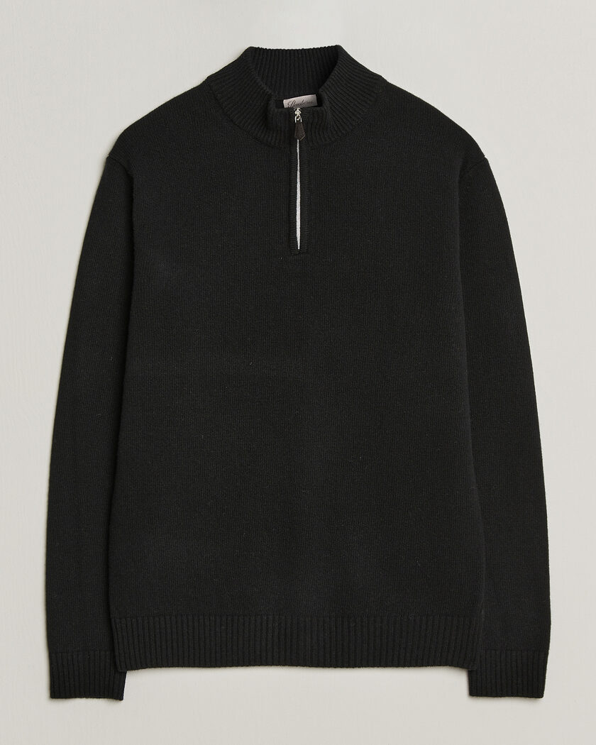 Stenströms Brushed Merino Half-Zip Black – Schwarz