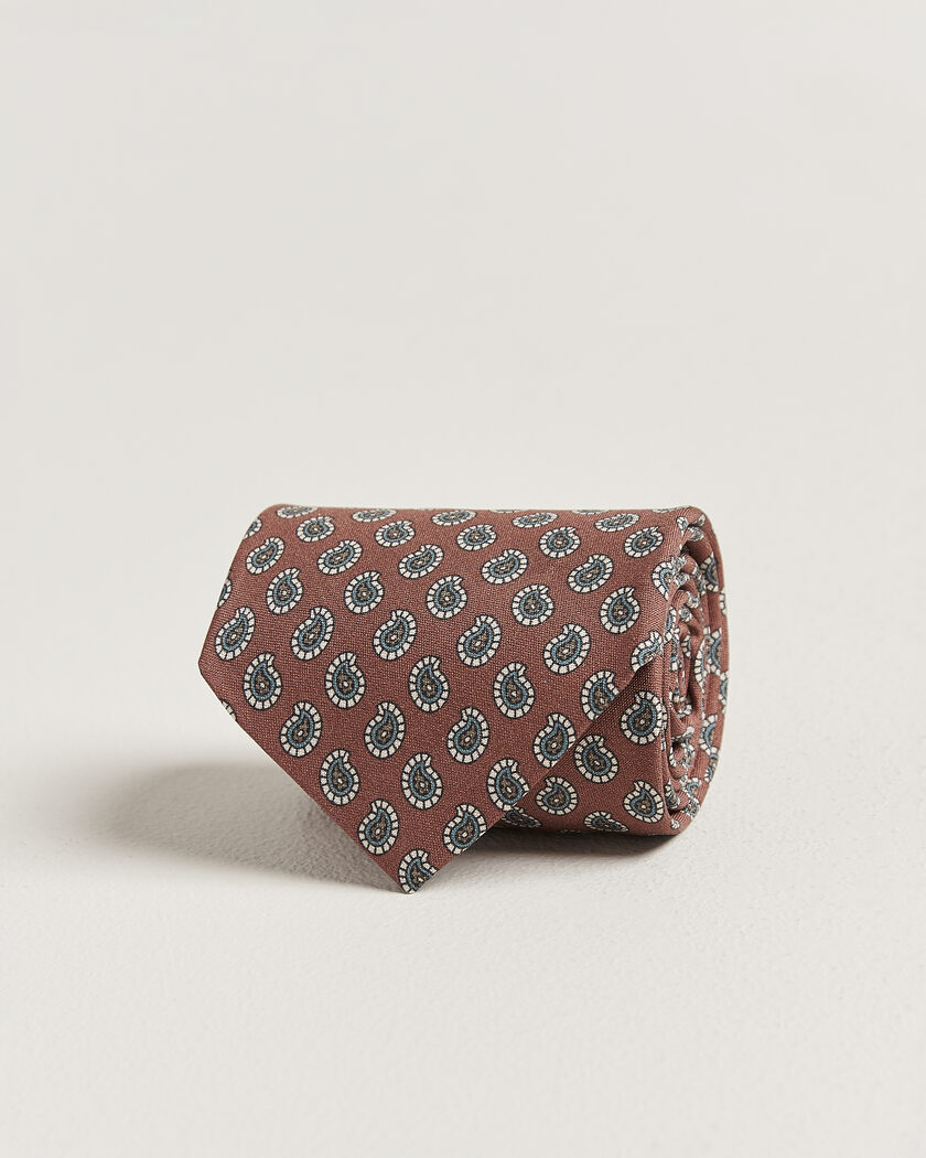 Stenströms Printed Silk Paisley Tie 7,5cm Rust – Rot