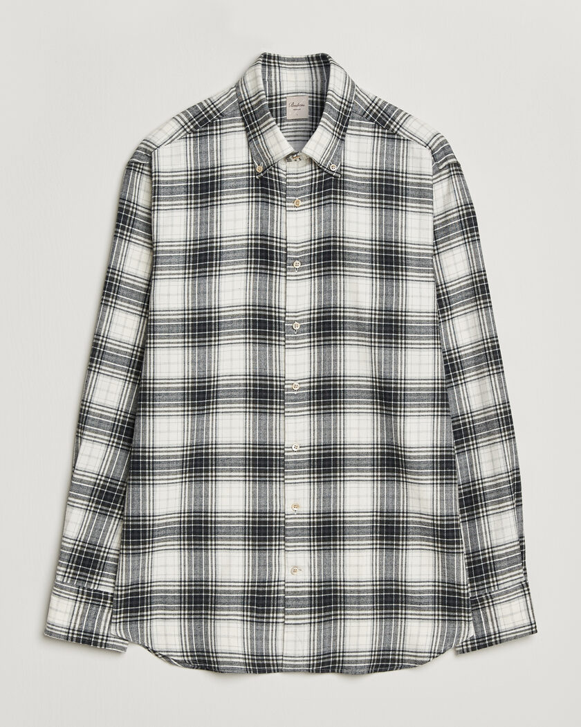 Stenströms Regular Fit Check Button Down Flannel Shirt Grey – Grau