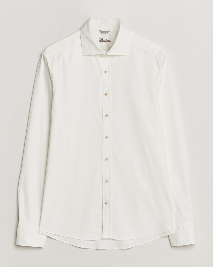 Stenströms Slimline Garment Washed Shirt Off White Denim – Weiß