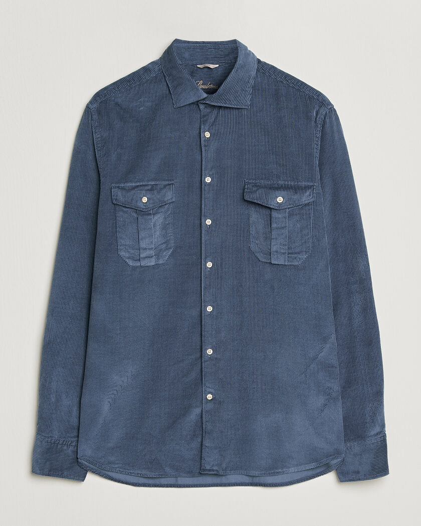 Stenströms Regular Fit Cord Pocket Shirt Blue – Blau