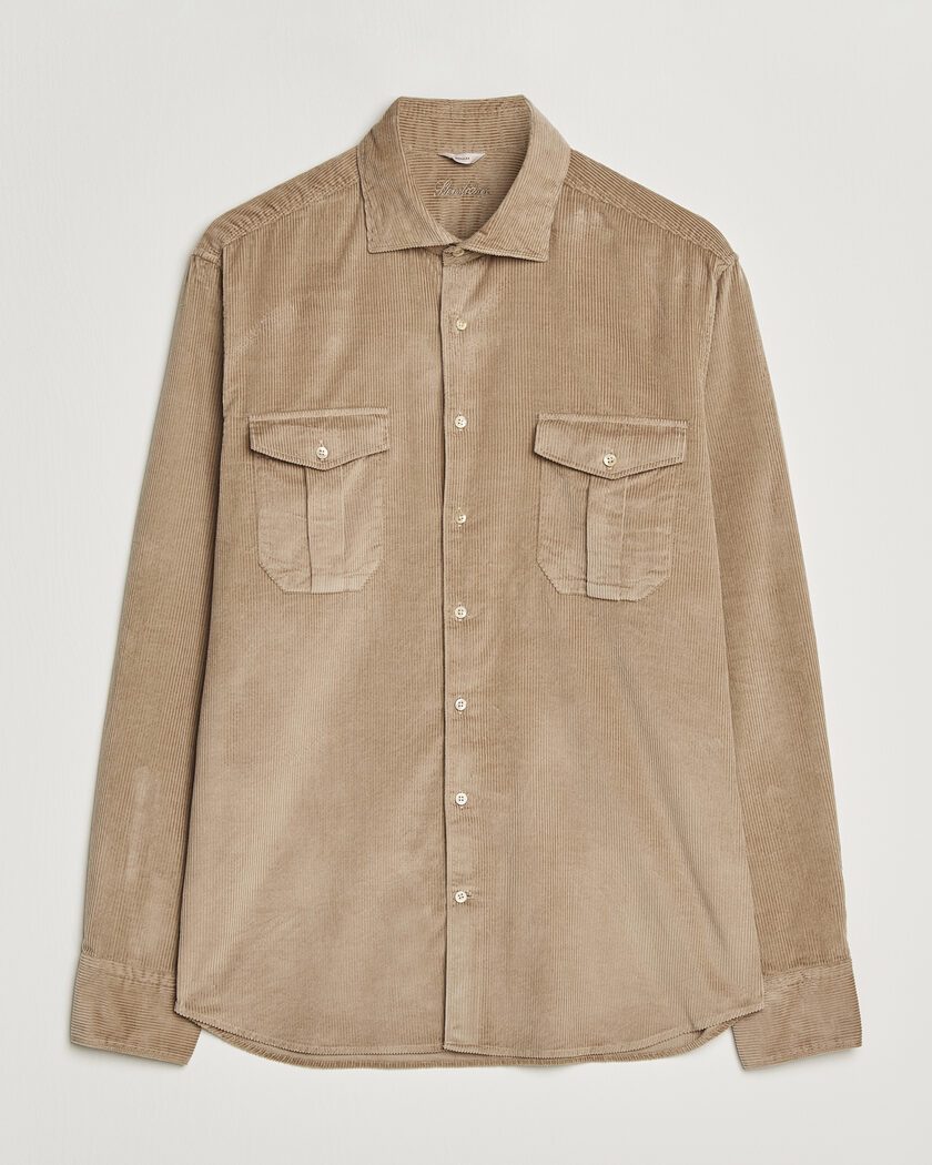 Stenströms Regular Fit Cord Pocket Shirt Light Brown – Braun
