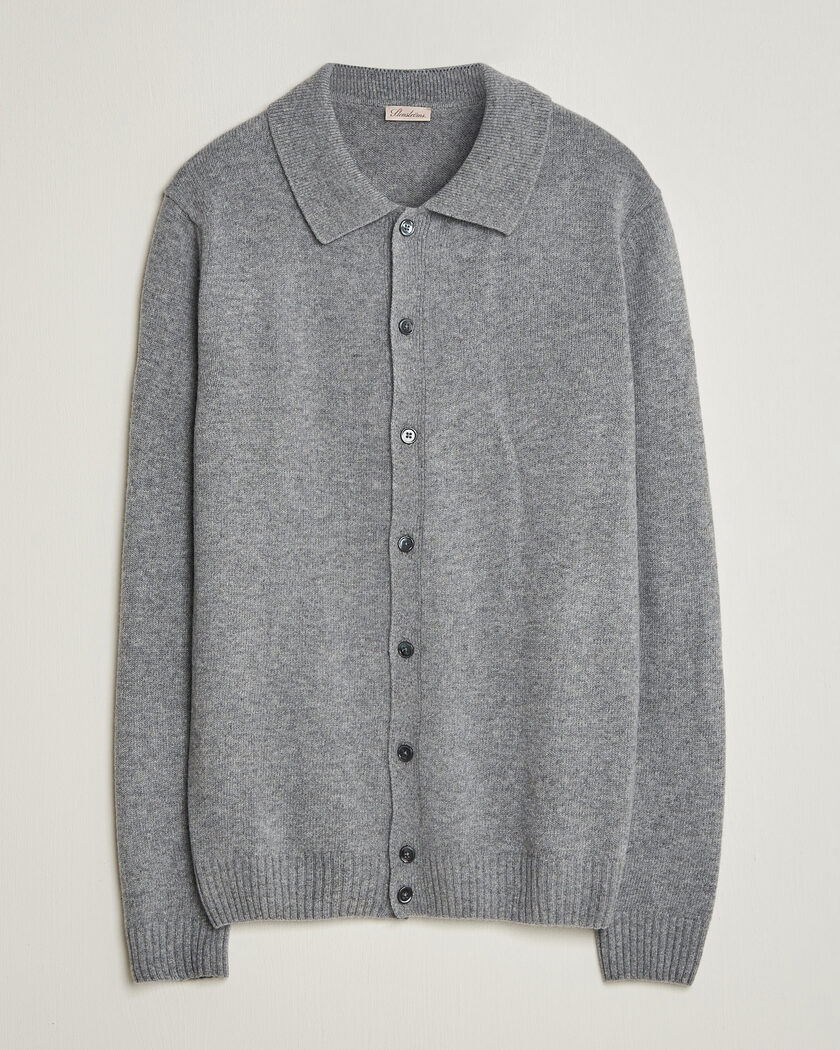 Stenströms Brushed Merino Polo Cardigan Grey – Grau
