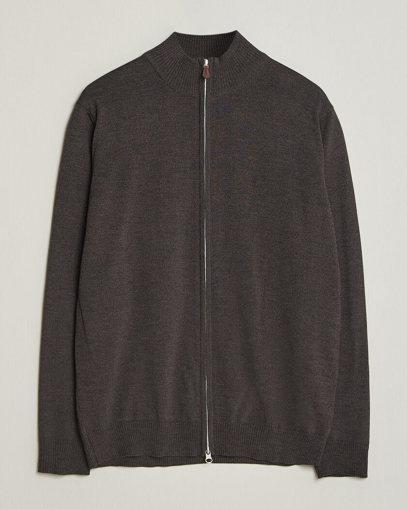 Stenströms Merino Full Zip Dark Brown – Braun