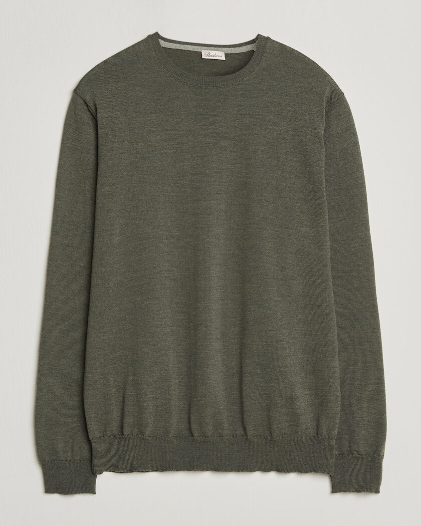 Stenströms Merino Patch Crew Neck Dark Green – Grün