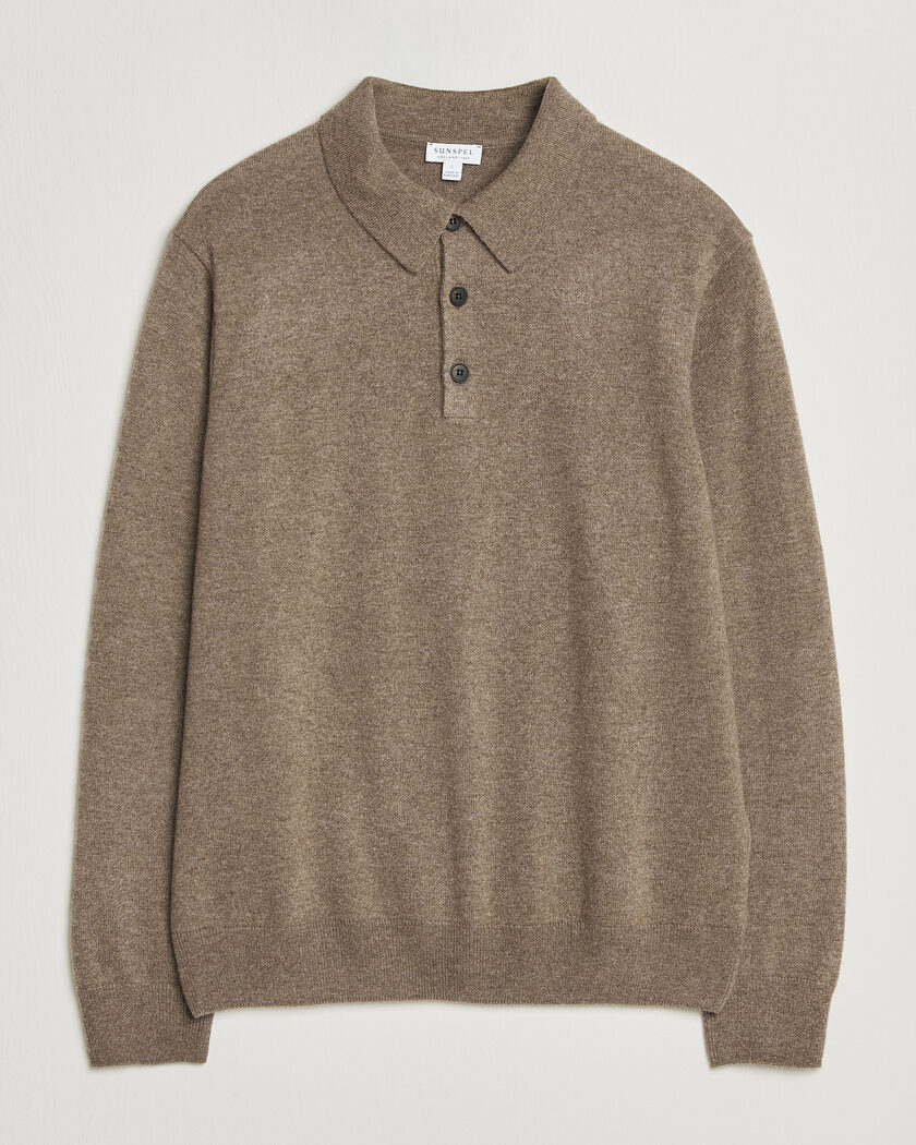 Sunspel Cashmere Polo Taupe – Braun