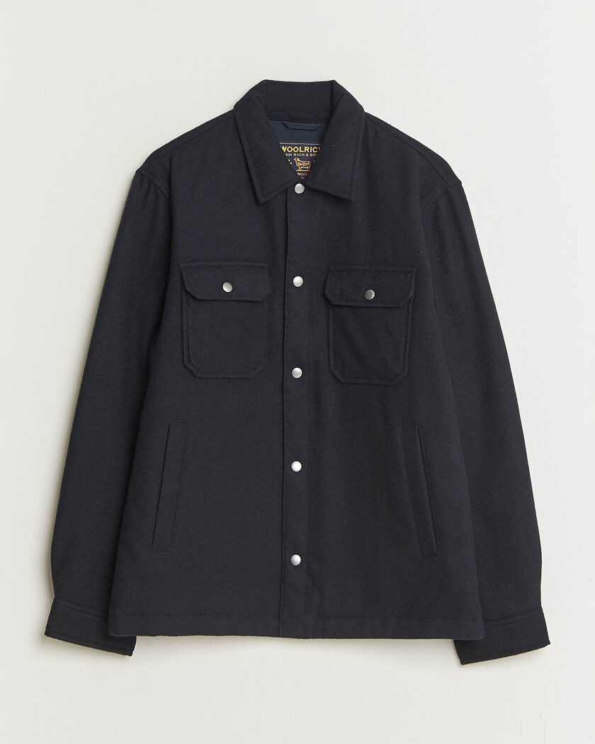 Woolrich Alaskan Wool Light Padded Shirt Jacket Melton Blue – Blau