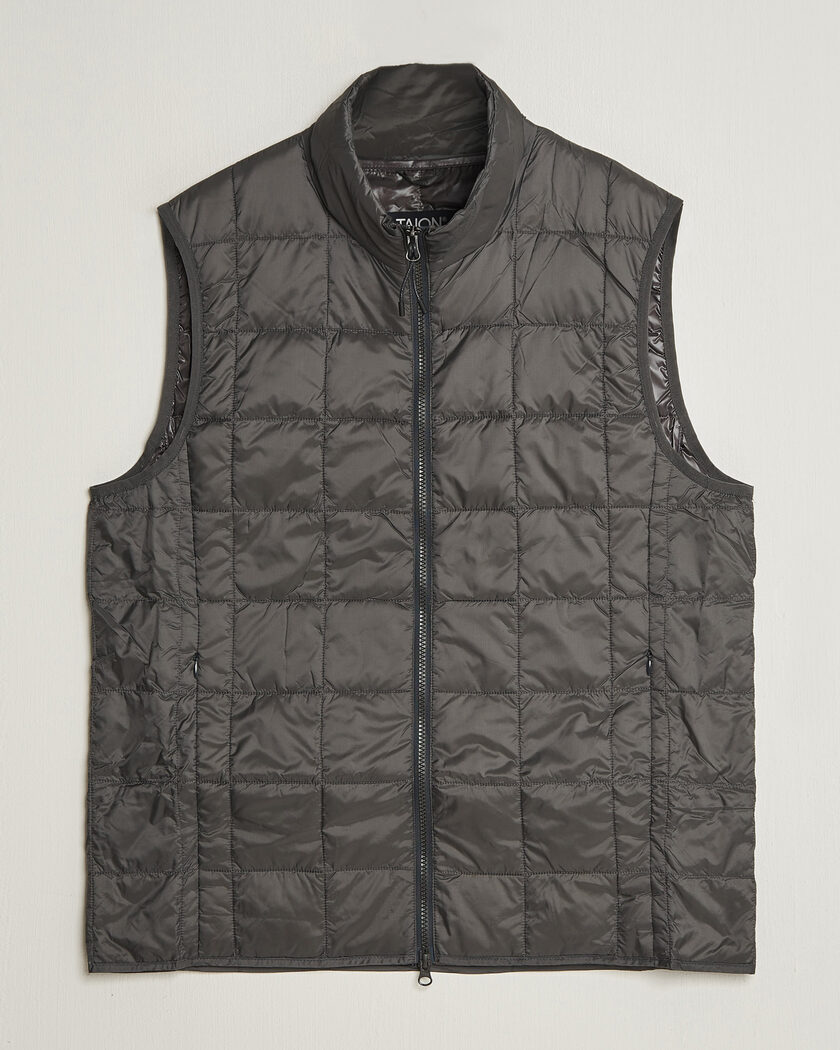 TAION High Neck Full Zip Lightweight Down Vest Dark Grey – Grau