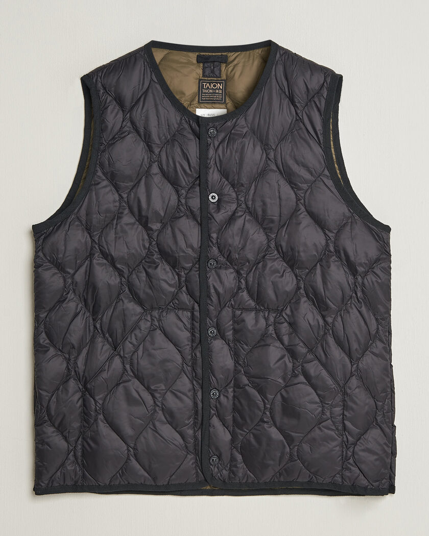 TAION Military Crew Neck Down Vest Black – Schwarz