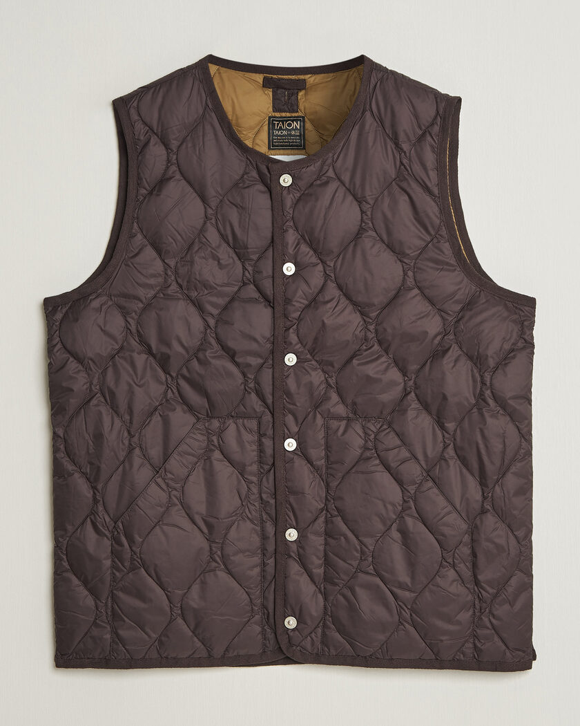 TAION Military Crew Neck Down Vest Dark Choco – Braun