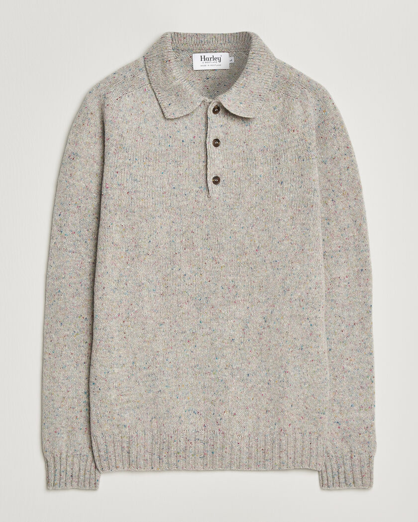 Harley Of Scotland Donegal Wool Polo Machair – Grau