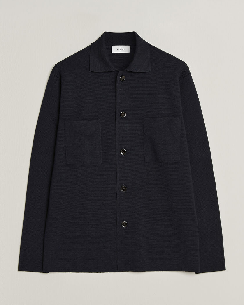 Lardini Knitted Pocket Overshirt Navy – Blau