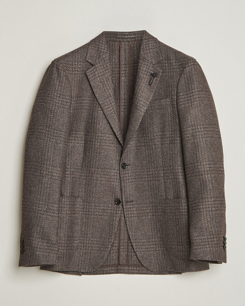 Lardini Wool Structure Checked Blazer Brown – Braun