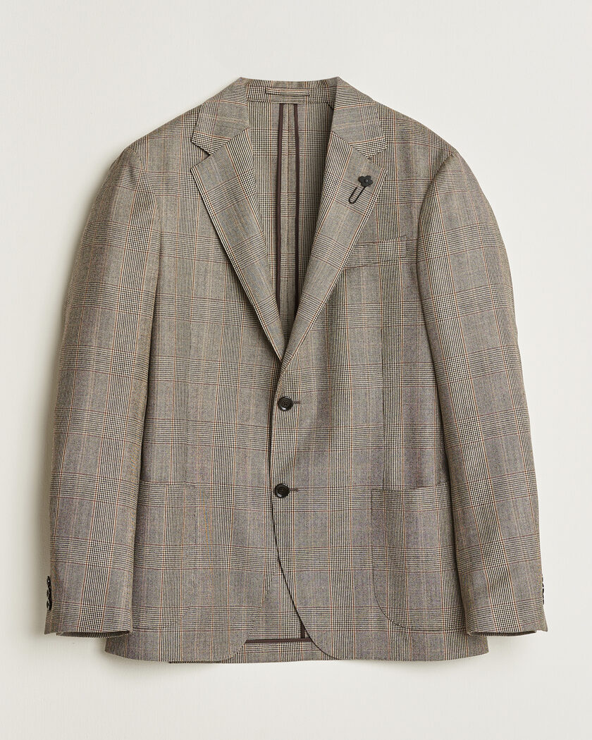 Lardini Wool Prince of Wales Check Blazer Brown – Braun