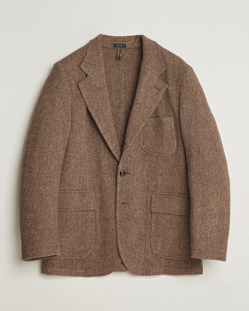 Drake's MKVII Tweed Herringbone Games Blazer Brown – Braun