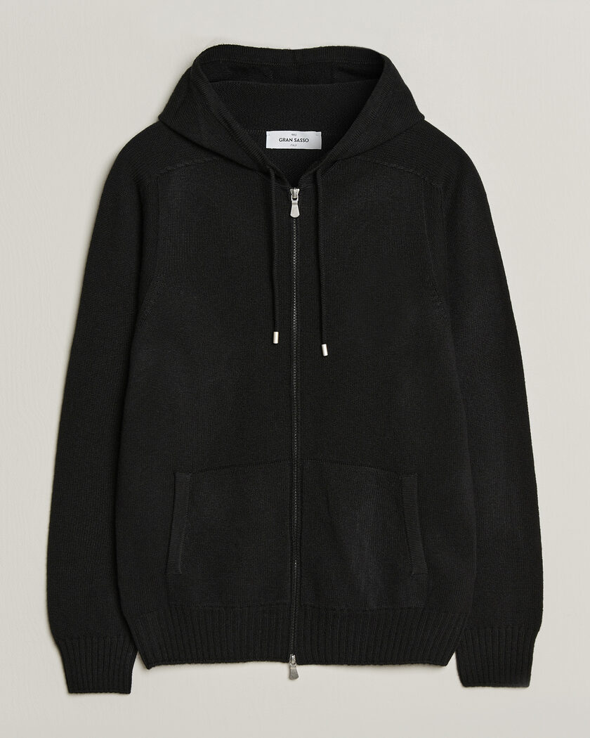 Gran Sasso Full Zip Wool Hoodie Black – Schwarz