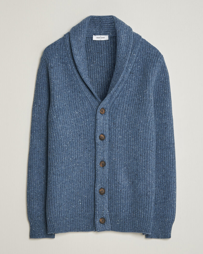 Gran Sasso Wool/Cashmere Donegal Cardigan Blue – Blau
