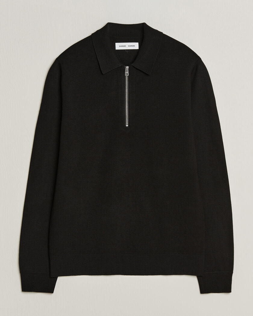 Samsøe Samsøe Matt Half Zip Polo Black – Schwarz
