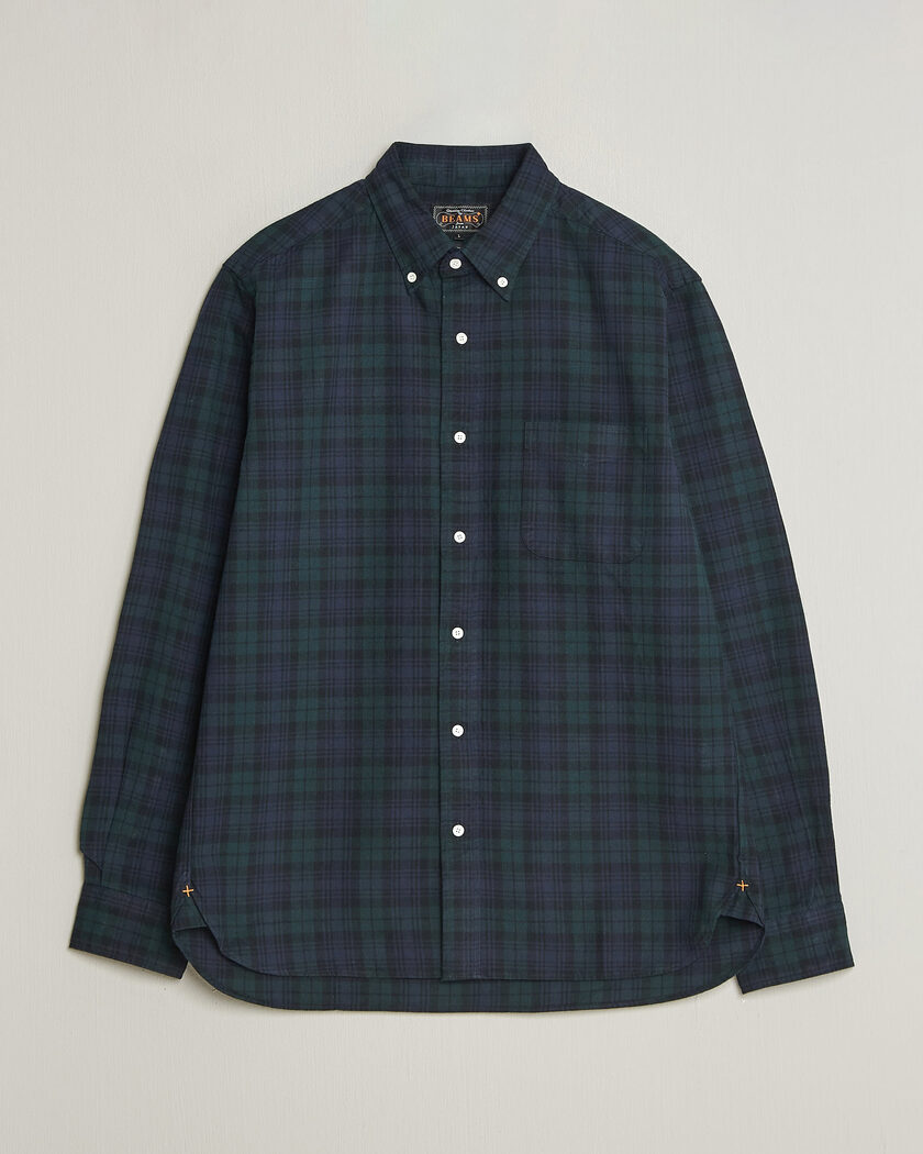 BEAMS PLUS Button Down Shirt Black Watch – Blau