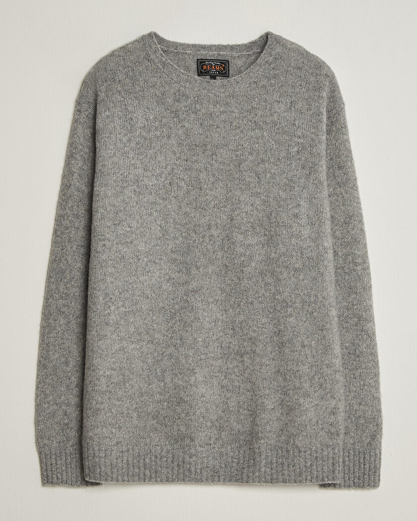 BEAMS PLUS Cashmere/Silk Crew Neck Grey Melange – Grau