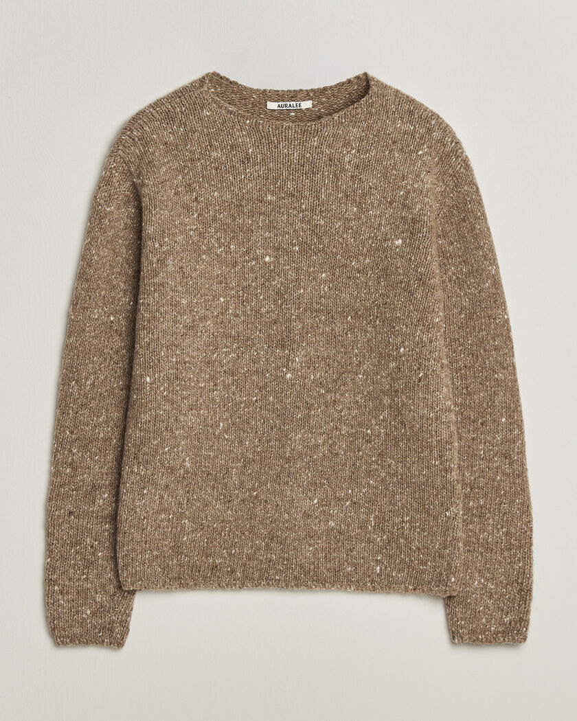 Auralee Homespun Tweed Knit Pullover Top Brown – Braun