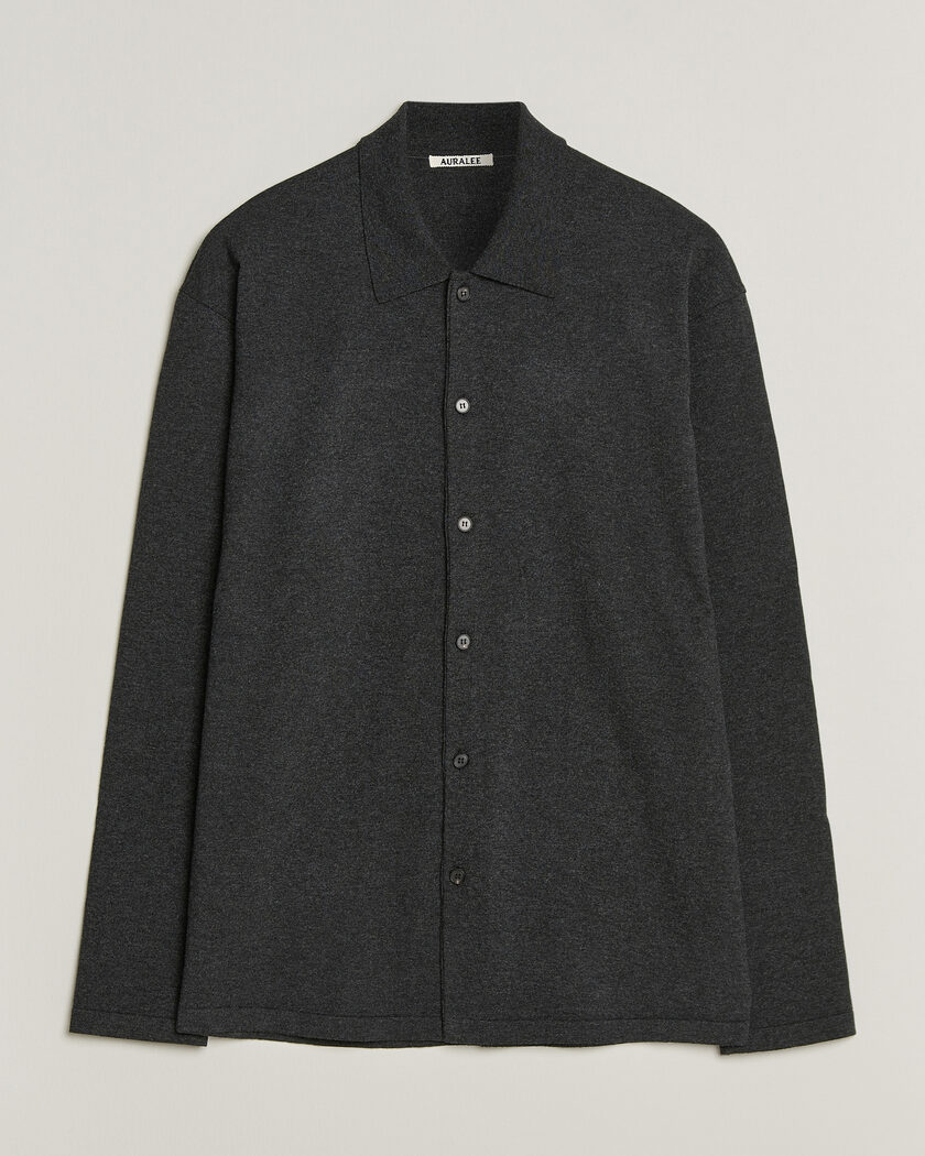Auralee High Twist Wool Knit Shirt Cardigan Charcoal – Grau