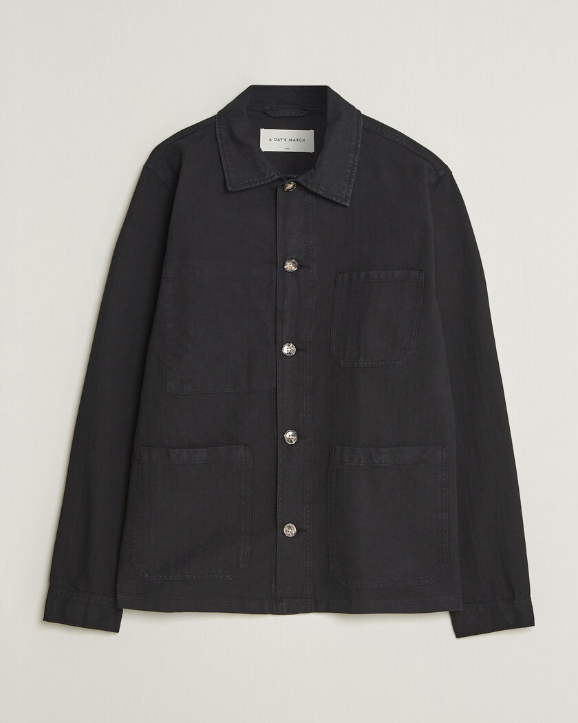 A Day's March Original Herringbone Overshirt Black – Schwarz