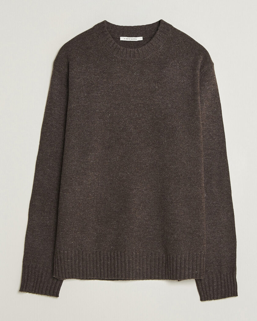  A Day's March Marlow Lambswool Sweater Dark Brown – Braun