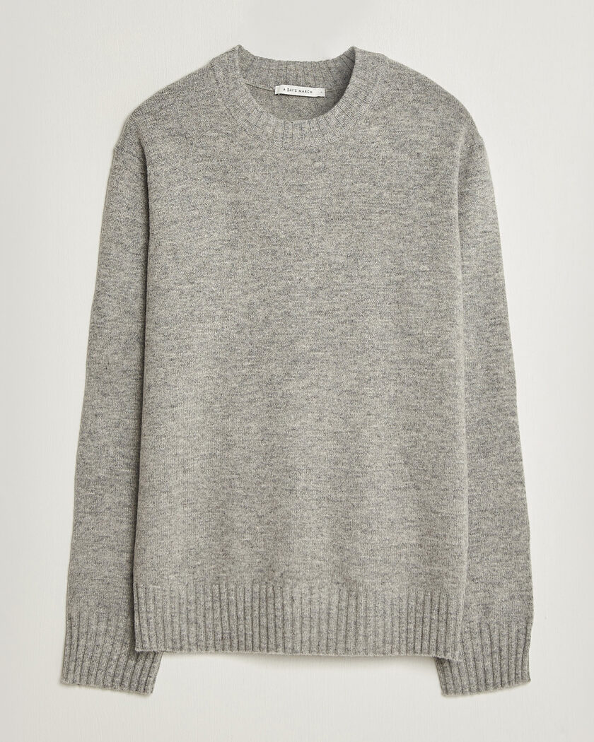 A Day's March Marlow Lambswool Sweater Grey Melange – Grau